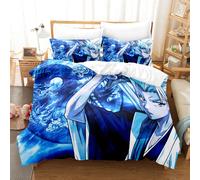 (3, 220X240 three-piece quilt set) New Death Digital Printing Brushed Bedding Four-piece Set Three-piece Set Bed Sheet