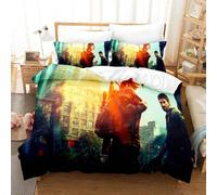 (3, 220X260 three-piece quilt set) New The Last of Us digital print brushed bedding four-piece set three-piece set sheets