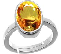 3.25 Ratti 2.50 Carat Citrine Ring Sunela Certified Natural Original Oval Cut Precious Gemstone Citrine Silver Plated Adjustable Ring Size 16-40-B0BZ42LZ-1D