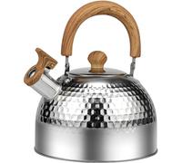 3/2L Stove Top Kettle, Stainless Steel Whistling Teakettle, Even Heating Induction Kettle, Rustproof Hob Teakettle with Stay Cool Handle & Grip for Kitchens Gas Stove Induction Cooker(2L -Silver)