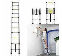 3.2m 10.5Ft Heavy Duty Multi-Purpose Aluminium Telescopic Ladder Extendable easily access the roof and loft for cleaning/repairs easily transport