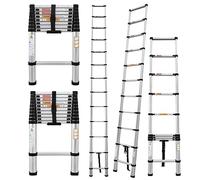 3.2M/10.5FT Multi Step Aluminium Ladder Telescopic Ladder, Extendable Loft Ladders Portable Telescoping Ladder Foldable Steps Ladder with EN131 Standard for RV Loft