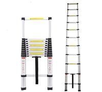 3.2M Aluminum Telescoping Telescopic Extension Ladder 150kg Capacity, 10.5ft Portable Lightweight Attic Loft Ladder Foldable with Non-Slip Rubber Feet, EN131 Certificate Multi-Purpose Ladders