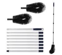 3.2M Telescopic Gutter Cleaning Kit - Extendable Aluminum Pole with Adjustable Brush & Steel Shovel - Ground-Based Roof Cleaner for Leaves, Debris, Cobwebs (No Ladder Needed)