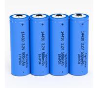3.2V 14430 Battery Solar Light Batteries LiFePO4 500mah Rechargeable Batteries for Solar Lights, Wall Lantern (4 Pack)