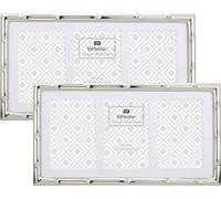 3-2x3'' Silver Multi Metal Picture Frames 2pack, Elegant Bamboo Detail Designs Gold Plated Photo Frames 3-2x3'' Baby frames With Soft Touch Velvet Backing for Desktop and Wall Décor(Silver)