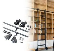 3.3-20ft Rolling Library Ladder Kit, Sliding Ladder Track Rail with Telescopic Upper Roller, Stand Up Tensible Mobile Track Rail for Loft Closet, Extension Kit (no Ladder)(13ft/400cm Track k