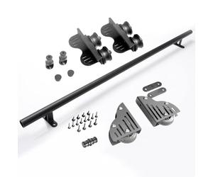 3.3-20FT Sliding Library Track Kit Heavy Duty Hardware Kit Stand Up Tensible Rolling Rack Rail Loft Office, Extension Kit Mobile Ladder Rails Kit, Slide Roller System (no Ladder)(3.3ft/100cm