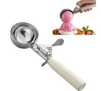 3-3/4 OZ Ice Cream Portion Scoop with Trigger Release Food Disher with Ivory Handle #10 Food Portion Control Scoop Ice Cream Scooper Cookie Scooper for Baking (3 3/4 OZ,2)