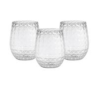 3 3/4" Triangular Patterned Reusable Plastic Stemless Wine Glasses - 12 piece