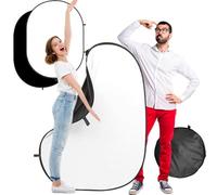 3.3 * 5 Ft Collapsible Backdrop Black White Pop Up Screen with Carrying Bag, Double Sided Foldable Backdrop Portable Background for Photography Auditions Headshots Gaming Streaming Video Calls