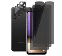 (3+3) For Samsung Galaxy A32 5G (3 Pack) Privacy Screen Protector Anti Spy Private Tempered Glass Film with Camera Lens Protector, Anti Scratch