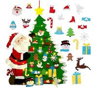 3.3 FT Felt Christmas Tree Set + Detachable Ornaments with Santa Claus and LED String Lights,Wall Hanging Xmas Gifts for Christmas Decorations
