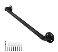 3.3 Ft Metal Staircase Handrail - Black Galvanized Industrial Iron Hand Rail for Indoor & Outdoor Wall Mount Support, Perfect Wall Hand Railing & Steps Baluster