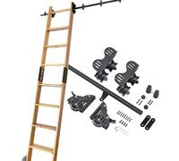 3.3 to 20 ft Extendable Rolling Ladder Kit, Extension Kit, Escalator Rail/Rail Hardware Kit with Rail Connector, Sliding Ladder Rail Kit, Roller System