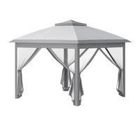 3.3 x 3.3m Pop Up Gazebo Double Roof Foldable Canopy Tent Zipped Mesh Side Grey