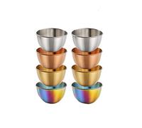 3.35 inch Stainless Steel Sauce Dishes Dipping Bowls Round Seasoning Small Sauce Cups Dip Ice Cream Dessert Bowls Serving Sushi Cereal Salad Snacks Appetizer Bowls 8 Pack (Multicolor, 3.35 inch)