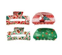 3.35inch Christmas Hair Clips for Thick Hair,Medium Non Slip Hair Clips Xmas Hair Claws for Women Girls Strong Hold Jaw Clips Christmas Hair Accessories Gift,YOEMAYUNER (4PCs 4 Styles A)