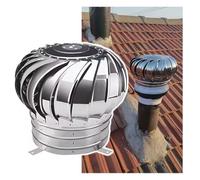 3-39.4 In Stainless Steel Roof Vent Cap, Wind Rotating Turbine Cap Vent, Unpowered Exhaust Fan, Attic Air Vent Ventilating Fan for Chimneys Factory Farm Houses(160mm/6.3in)