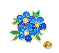 3 * 3cm Forget Me Not Pin Badge, 3 Blue Forget Me-Not Flowers, Dementia Alzheimer's Awareness, Blues Flower Enamel Brooch, Memorial Pins Gift for Clothing Decoration or Fixation (Blue Star Flower)