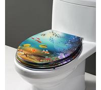 3,3D Shells, Sand Glitter Toilet Seat Slow Close Resin Toilet Seats Round, 36 * 42Cm, Sparkling Toilet-Seat for Bathroom, Decorative Glam Loo Seat Easy Clean