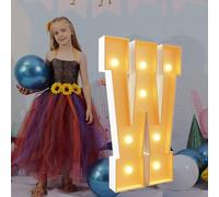 3.3Ft/100cm Tall Light Up Letters W Birthday Decoration Pre-cut Frame Foam Cardboard Kit Large Mosaic Letters for Wedding Baby Shower Party Decor