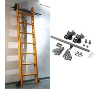 3.3ft-20ft Retractable Rolling Library Ladder Hardware Kit, Sliding Ladder Rails Black Round Tube Mobile Ladder Tracks，with Floor Roller Wheels - No Ladder (Size : 20ft/600cm Track kit)
