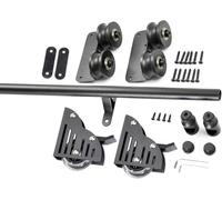 3.3ft- 20ft Rolling Library Ladder Hardware Kit, Sliding Ladder Library Full Set Hardware Rolling Track with Floor Roller Wheels,Black Steel Round Tube Mobile Ladder Tracks(No Ladder)