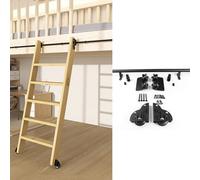 3.3ft-24ft Black Sliding Library Ladder Hardware Kit with Floor Roller Wheels - No Ladder Included Adjustable Track System for Home or Office Use Perfect for Boohelves and Sto Soluts