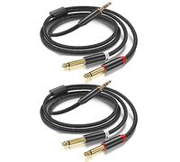 (3.3FT-2PACK) 3.5mm TRS to Dual 6.35mm 1/4 TS Mono Breakout Cable Y Splitter Stereo Cord Adapter Compatible with iPhone, Computer Sound Card, CD Player, Multimedia Speaker, Home Stereo System