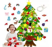 3.3ft DIY Felt Christmas Tree Set, Detachable Xmas Ornaments with Lights Plus Santa Snowman Advent Calendar, Indoor Wall Hanging Decorations Xmas Gift (Green)