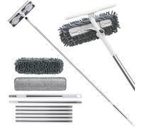 3.3M Window Squeegee Cleaner Tool Kit With Long Handle,Telescopic Window Cleaner, 2 In 1 Extendable Window Cleaning Kit With Squeegee And Microfiber Cloth For High Window, Shower Glass, Car