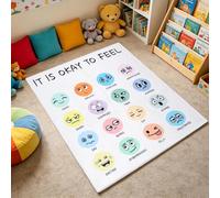 3.3x4ft Calming Corner Classroom Rug Educational Sensory Emotion Feelings Carpet Reading Corner Items Rug Soft Fluffy Mental Health Rugs Washable Non Slip Carpet Floor Mat for Playroom School Nursery