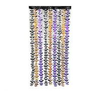 3.3x6.6ft Bat Wing Foil Fringe Curtains, Gleaming Tinsel Backdrop for Halloween Decorations,Night Festival Party, Costume Ball, Spooky Celebrations, Creepy Events Aglow Under the Moonlight (Bat)