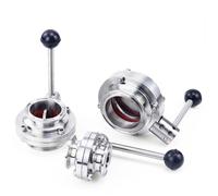 3/4“ 1” 1-1/2" 2" 19/32/25/38/51/63mm Stainless Steel 304 Sanitary Butterfly Valve Tri Clamp 50.5/64/77.5mm(19mm Ferrule 50.5)