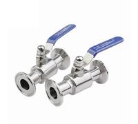 3/4" 1" 1-1/2" 2" 304 Stainless Steel Sanitary Ball Valve Tri Clamp 50.5mm/64mm Ferrule Type for Homebrew Diary Product, 1pcs(45mm x Ferrule 64)