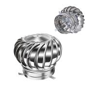 3 4 12 20in Wind Rotating Turbine Cap Vent, Roof Turbine Ventilator, 304 Stainless Steel Round Rotating Chimney Cowl Cap, Unpowered Rotation(400mm/15.75in)
