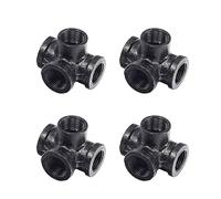 3/4" 4-Way Pipe Fitting Malleable DN20 Iron Female Tube Connector, Industrial Steampunk Threaded Pipe Nipples for DIY Decor or Industrial Vintage Style, Set of 4