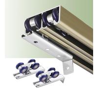 3 4 5 6 7 8 9 10ft Bypass Closet Door Hardware, Aluminum Hidden Ceiling Mount Pocket Door Rail System for Wall Panels, Closet Doors(Champagne,6.1ft/186cm)