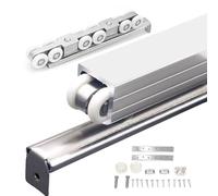 3 4 5 6 7 8 9 10ft Bypass Closet Door Hardware, Heavy Duty Aluminum Riel Oculto para Puerta Corrediza with Soft Close Mechanism for Interior Sliding Doors(Silver,6.6ft/201cm)