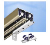 3 4 5 6 7 8 9 10ft Sliding Double Bypass Double Door Barn Door Hardware Kit，Heavy Duty Aluminum Slow Close Pocket Doors Slide Hardware and Track Set(Champagne,6.6ft/201cm)