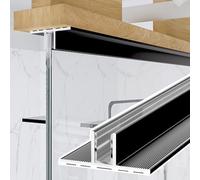 3/4/5/6/7/8 Ft Length Black Double T Frameless Glass Deep Channels, Fixed U-Channel Shower Door Guide for Home/Hotel, Shower Door Frame Parts(10mm(3/8"),L-2.1m/6.9')