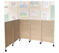 3/4/5/6/7/8 Panel Short Room Dividers,Movable Foldable Privacy Screens,Bamboo Woven Light-Blocking and Breathable Decorative Fences,for Home Kindergarten