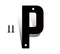3" 4" 5" 6" 8" 10" 12" Inch Metal Black Modern House Numbers With Screw for Outside, Mailbox Decorations Outdoor, Large Numbers for House Door Apartments Office Room Personalized(P,6Inch)