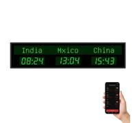 3/4/5/6 City LED Digital World Clock, Commercial Wall Mounted Time Zone World Clock, Remote Control/App Setting, Editable City Name, Time, and Date, for Multinational Company