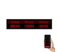 3/4/5/6 City LED Digital World Clock, Commercial Wall Mounted Time Zone World Clock, Remote Control/App Setting, Editable City Name, Time, and Date, for Multinational Company
