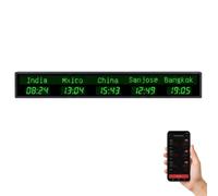 3/4/5/6 City LED Digital World Clock, Commercial Wall Mounted Time Zone World Clock, Remote Control/App Setting, Editable City Name, Time, and Date, for Multinational Company