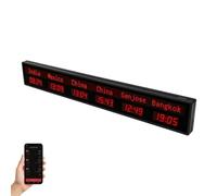 3/4/5/6 City World Clock, LED Digital World Clock, Remote Control & App Setting, Editable City Name, Time & Date, Wall Mounted, HD Dot Matrix Display, for Multinational Company