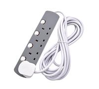 3/4 / 5/6 Gang - Way Extension Lead - Multi Plug Socket - Switched White Power Cable 5m 4 Gang