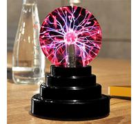 3/4/5/6 Inch Magic Plasma Ball Lamp LED Atmosphere Night Light Only Touch Sensitive Glass Plasma Light Bedroom Decor Kids Gifts 3in Battery-USB Blue